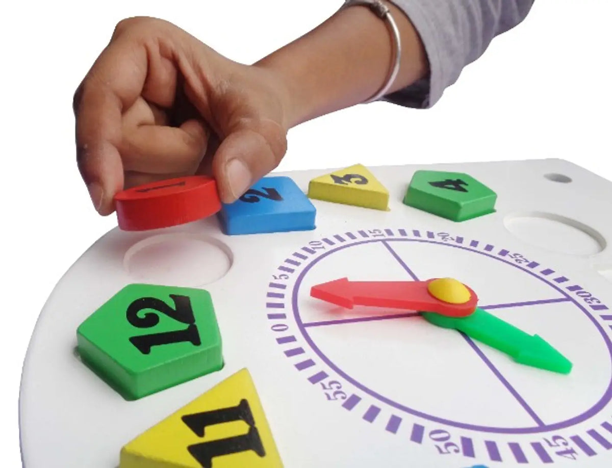 Multi Learning Clock Wooden Learning Clock , Educational Digital Analog Numbers, Shape Colo ...