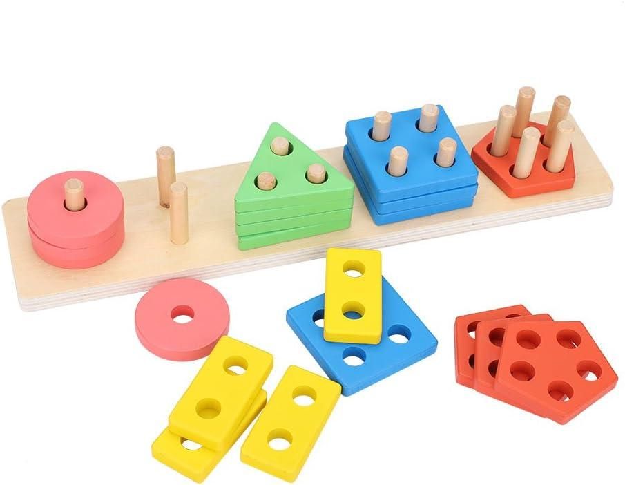 Geometric Shape Matching 5 Column Blocks Learning Toys – Woodsplay
